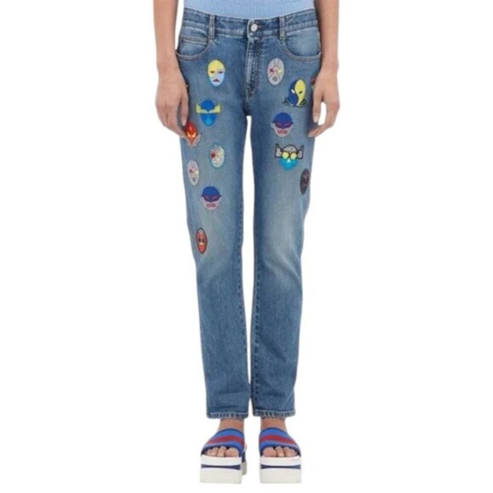 NWT Stella McCartney Superhero Embroidered Patch Jeans Size 28 RARE New